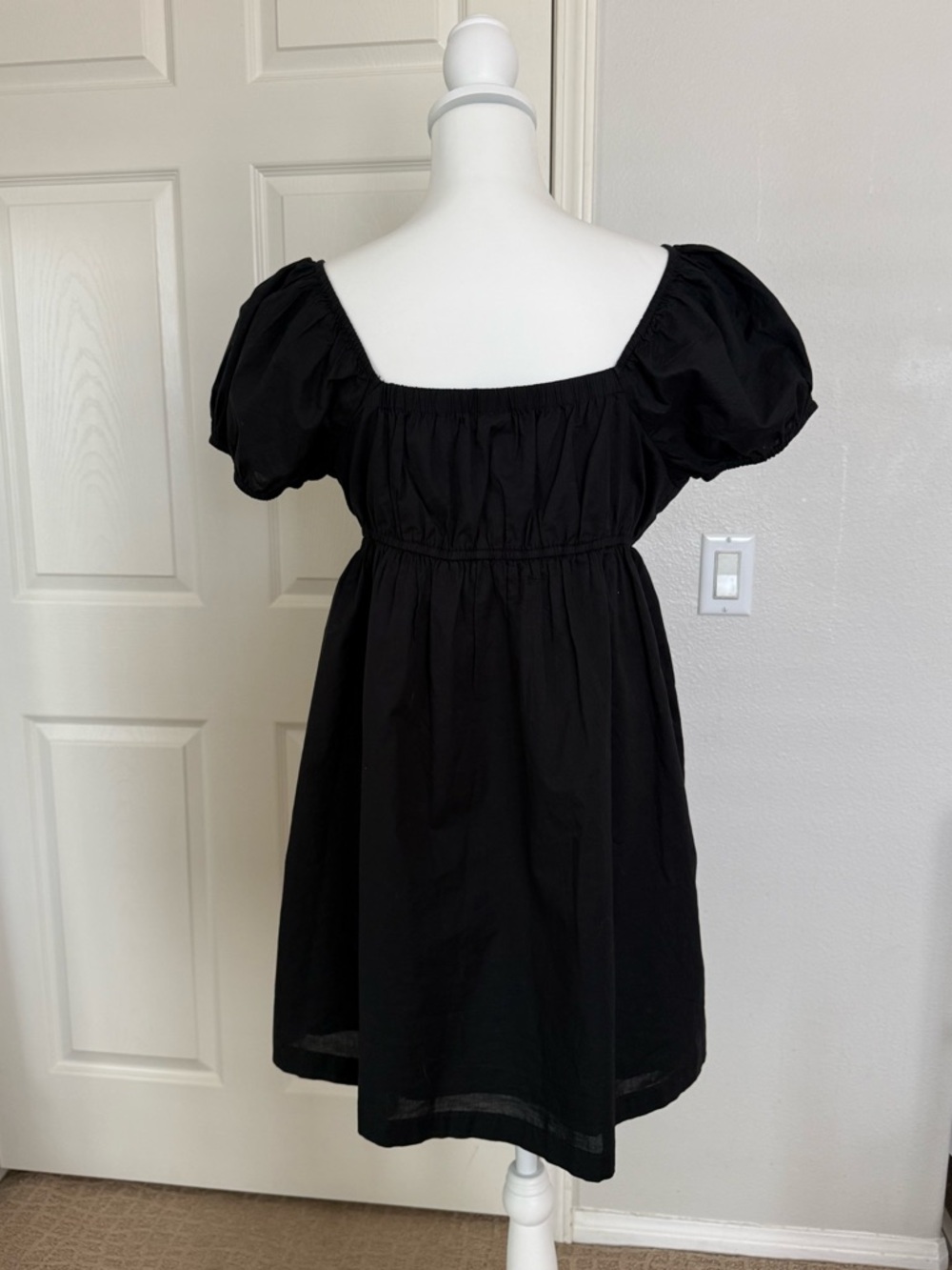 Abound Black Puff-Sleeve Square-Neck Dress